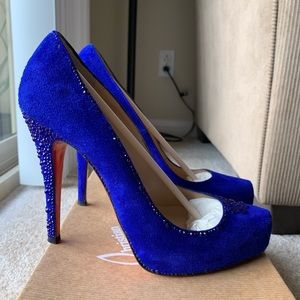 Christian Louboutin Royal Blue Suede Rolando 37.5